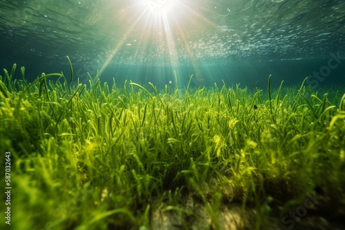 The role of seagrass in the ocean ecosystem, bokeh Generative AI photo