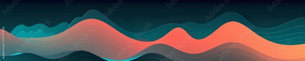Fototapeta premium Abstract 2d background with waves. AI generative art.