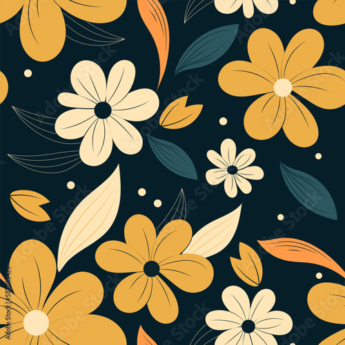 A seamless repeating pattern featuring beautiful flowers and foliage in moody, dark tones. Perfect for adding an elegant, sophisticated touch to any design project.