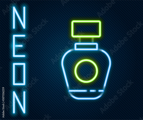 Glowing neon line Perfume icon isolated on black background. Colorful outline concept. Vector Illustration