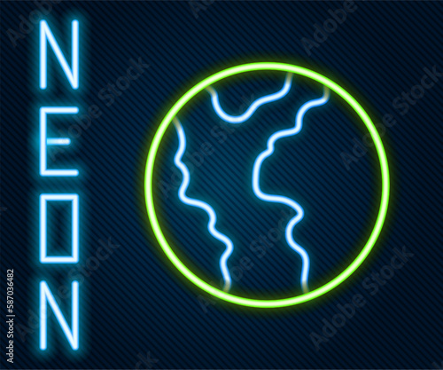 Glowing neon line Global economic crisis icon isolated on black background. World finance crisis. Colorful outline concept. Vector