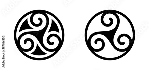 Circle Triskelion Triskele Ancient Ornament Sign Symbol Icon Logo Vector Illustration Isolated on White