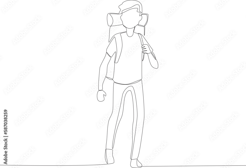 A man immigrated to other areas. Refugee one-line drawing A man immigrated to other areas. Refugee one-line drawing