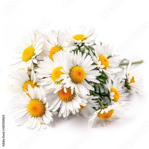 Fresh and delicate daisy bouquet with vibrant colors  isolated on white. Aesthetic and elegant floral composition. Generative AI