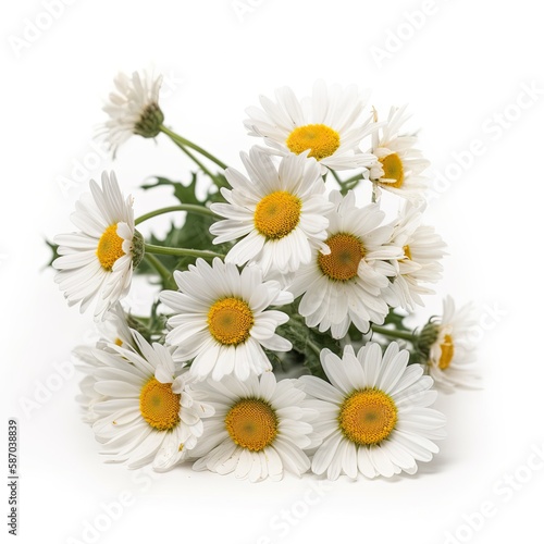 Fresh and delicate daisy bouquet with vibrant colors  isolated on white. Aesthetic and elegant floral composition. Generative AI