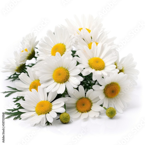 Fresh and delicate daisy bouquet with vibrant colors  isolated on white. Aesthetic and elegant floral composition. Generative AI