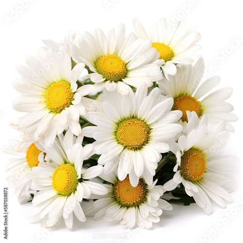 Fresh and delicate daisy bouquet with vibrant colors  isolated on white. Aesthetic and elegant floral composition. Generative AI
