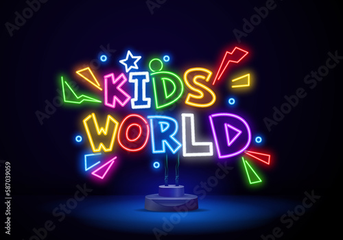 Abstract kids logo with colorful circles and letters in them on white background. Design template icon for children's toys store, kids zone and centre, school and prescool.Vector illustration.