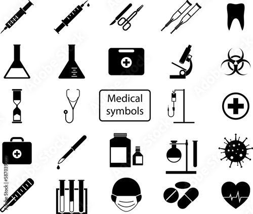 Medical symbol set. Vector graphic
