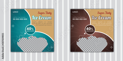 Ice cream for social media post template design . Banner, vector illustration , food menu , poster and special menu design template 
