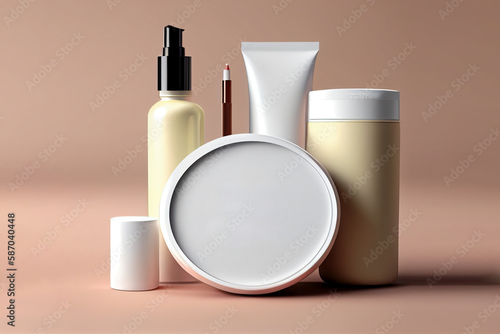 Face cream moisturiser, mockup jar on pastel background, skincare and cosmetic, beauty product concept AI Generated Face cream moisturiser, mockup jar on pastel background, skincare and cosmetic, beauty product concept AI Generated