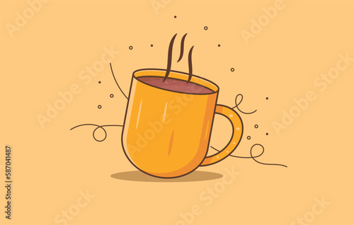 Flat Coffee Mug Vector Illustrator