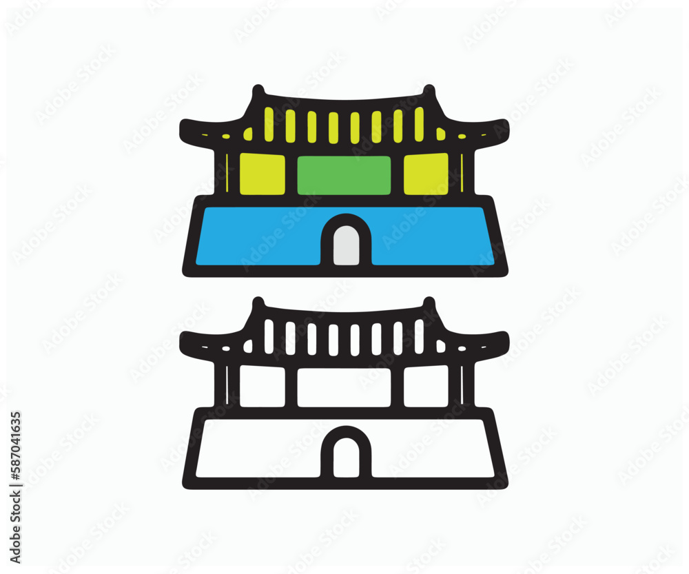 Chinese traditional house temple vector icon