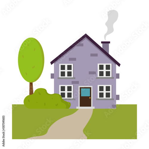 cartoon house. Poster design. Vector illustration.