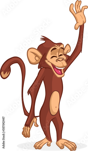 Cartoon funny monkey chimpanzee. Vector illustration of happy monkey character design isolated