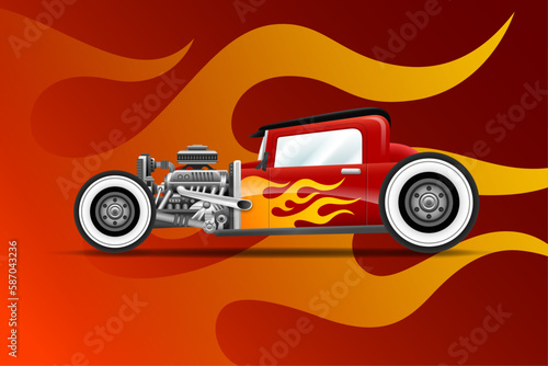 Red Hot Rod with flames