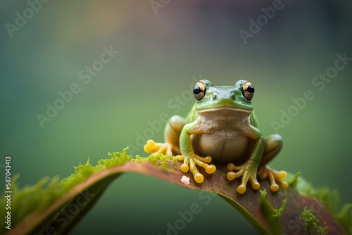 Macro photography of tree frog , generative ai © pham