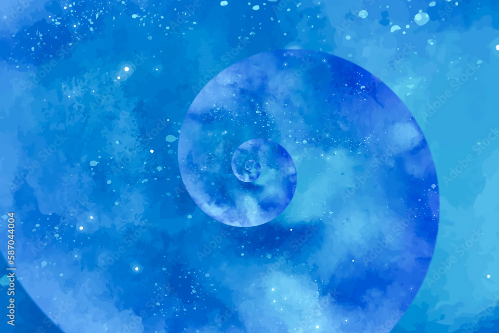 Starry blue background with optical spiral and futuristic design Starry blue background with optical spiral and futuristic design