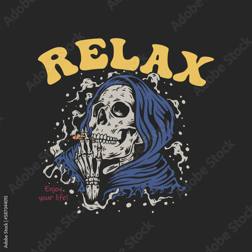 Smoking skull vintage illustration vector.