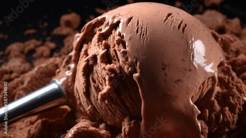 Wallpaper Mural Chocolate ice cream scooped out of the container. Generative AI. Torontodigital.ca