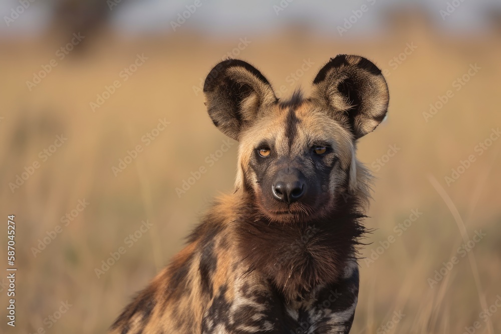 Found in Serengeti National Park is an African wild dog. Generative AI Found in Serengeti National Park is an African wild dog. Generative AI
