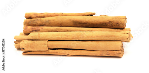 Cinnamon sticks isolated on white background 
