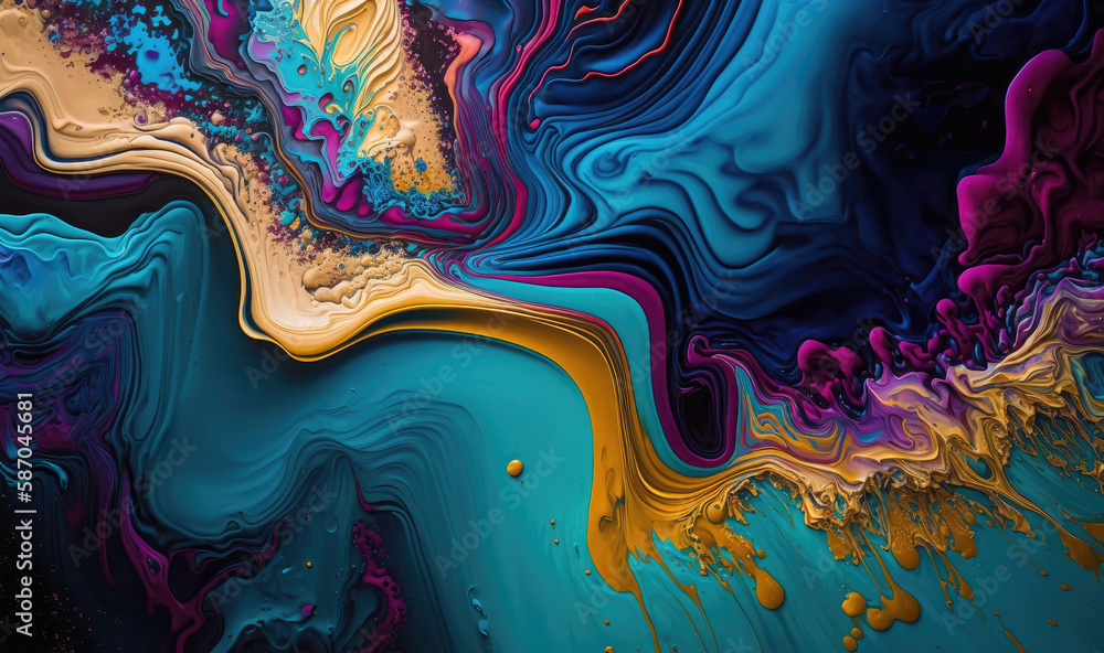 Paint background in acrylic pouring tecnique. Generative AI