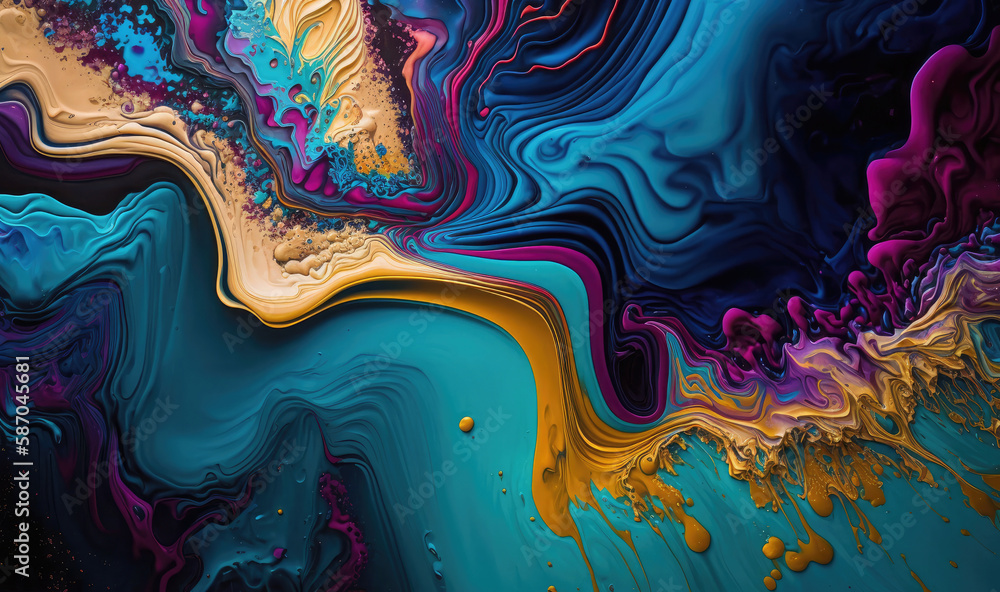 Paint background in acrylic pouring tecnique. Generative AI Paint background in acrylic pouring tecnique. Generative AI