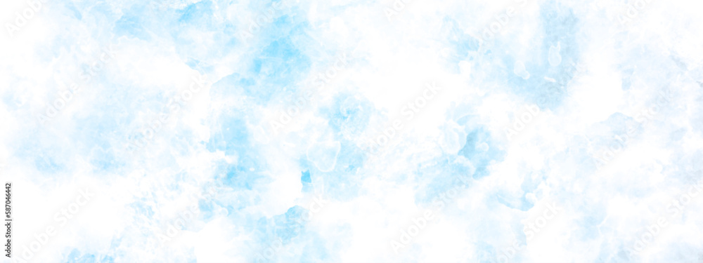 Abstract Blue Watercolor background, Illustration, texture for design. blurred and grainy Blue powder explosion on white background, Classic hand painted Blue watercolor background for design.