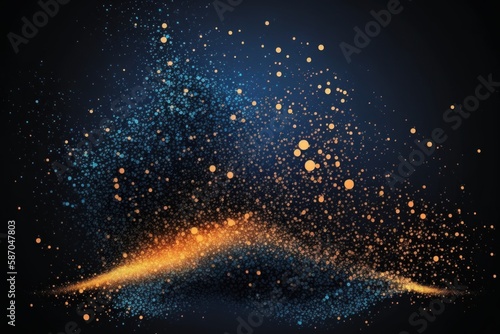 Dark blue and glow particle abstract background, generative ai