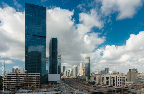 Tel Aviv and Ramat Gan modern view. Ayalon, downtown