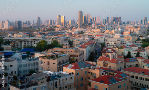 Tel Aviv and Jaffa city panorama, aerial view