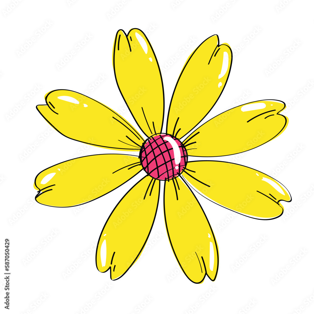 Hand-drawn flowers.Doodle style, sketch, simple botanical line, drawing with plant floral elements Hand-drawn flowers.Doodle style, sketch, simple botanical line, drawing with plant floral elements