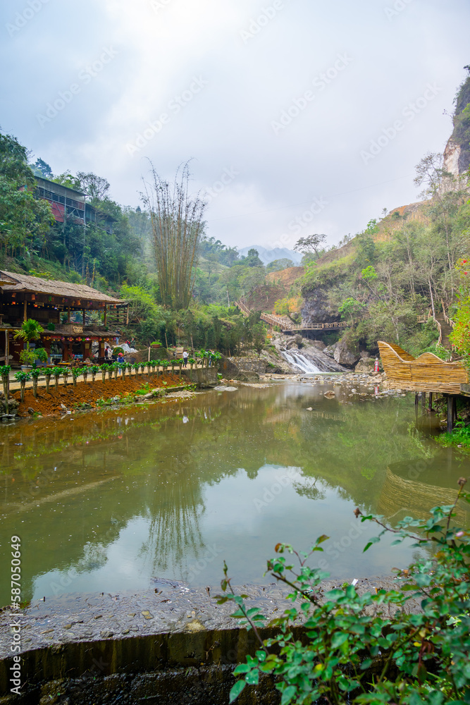 The village Cat Cat in Sapa, Vietnam. Beautiful scenery of Cat Cat village, a highland cultural village in Sapa. The village Cat Cat in Sapa, Vietnam. Beautiful scenery of Cat Cat village, a highland cultural village in Sapa.