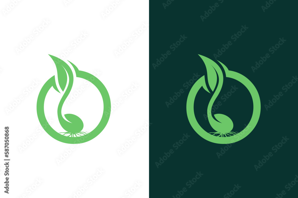 Fototapeta premium Seed Plant grow in the letter O logo design template element vector
