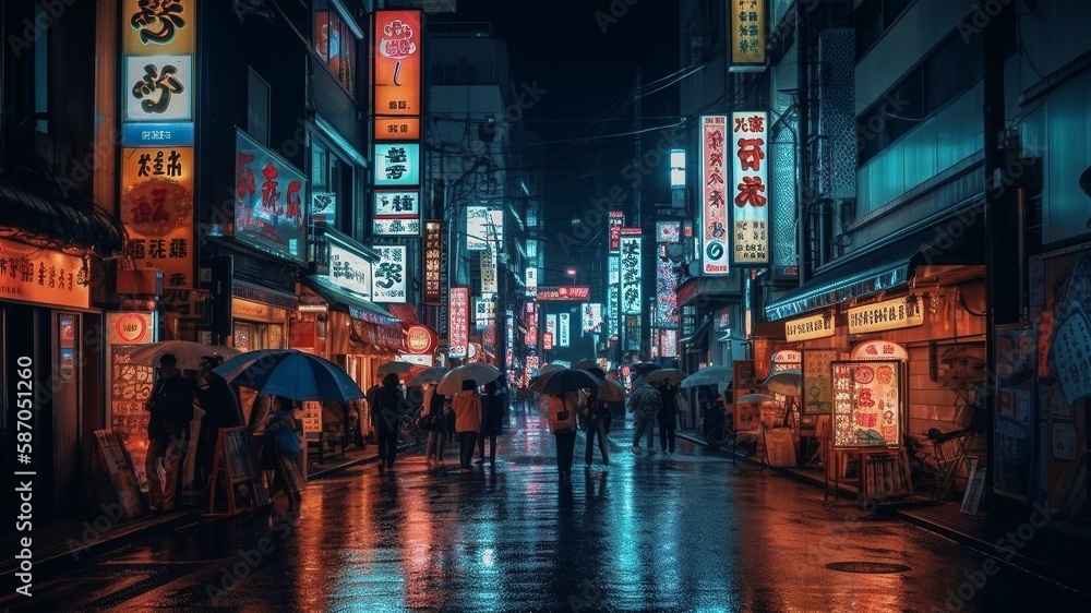 Electric Nights in Shinjuku, Tokyo - Generative Ai