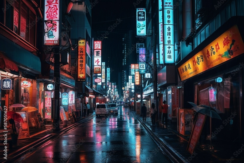Electric Nights in Shinjuku, Tokyo - Generative Ai