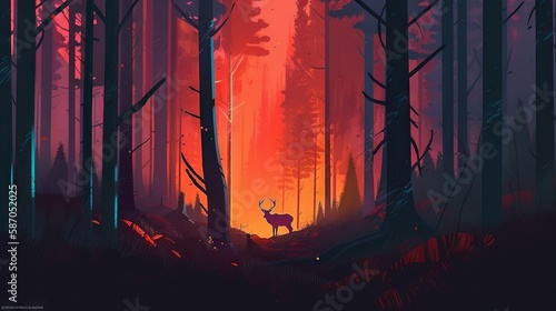 forest fire digital art