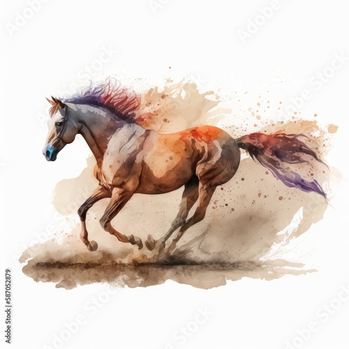 watercolor Horse painting  generative ai