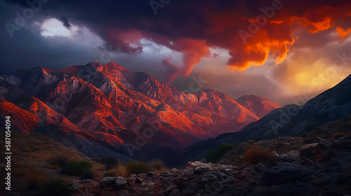 Fires of the Mountain - A Bold and Beautiful Landscape. Generative AI. © Dipto AI Art Hub
