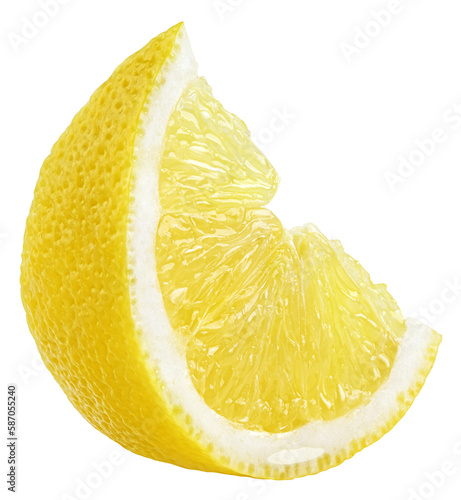 Slice of lemon fruit isolated on transparent background
