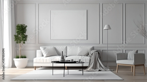Canvas mockup modern living room generative art