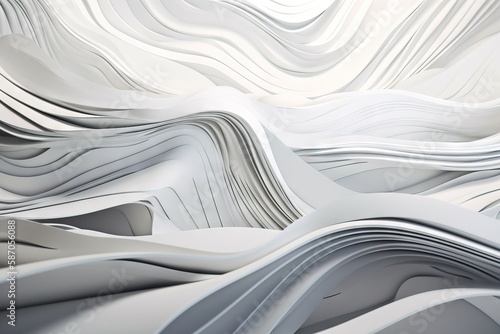  a white abstract background with wavy lines and curves in the center of the image, with a black and white background to the left of the image. generative ai