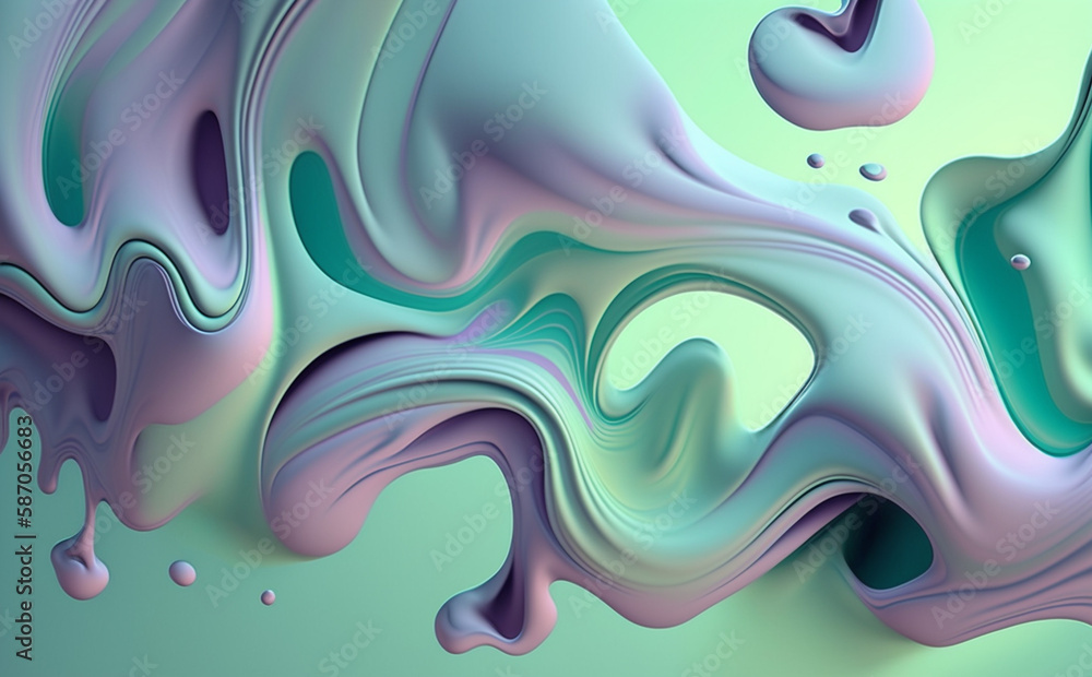 Soft green, pale blue and lilac fluid style background, Generative AI