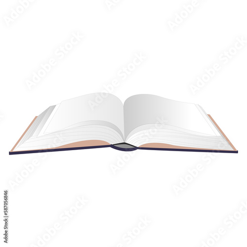 Open blank book, diary or notebook mockup with empty pages and hardcover. Jpeg