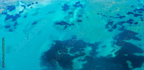 Aerial view of the turquoise surface of the Caribbean sea. Ideal for textures and patterns.