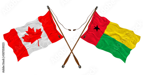 National flag of Guinea-Bissau and Canada. Background for designers