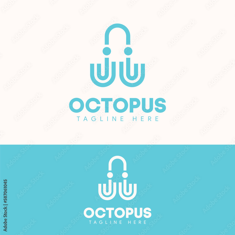 Fototapeta premium elegant simple octopus squid logo template