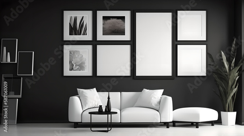 Canvas mockup modern living room generative art