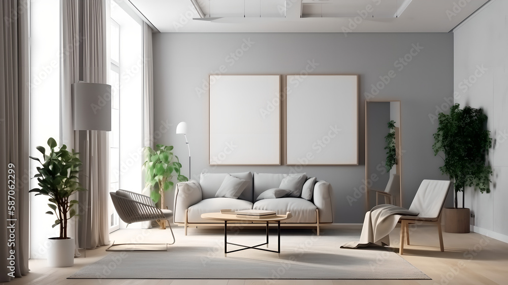 Canvas mockup modern living room generative art Canvas mockup modern living room generative art